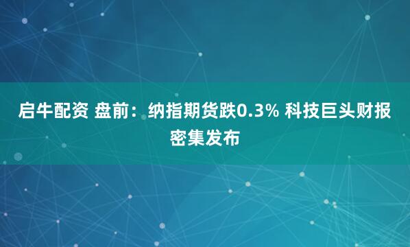 启牛配资 盘前：纳指期货跌0.3% 科技巨头财报密集发布