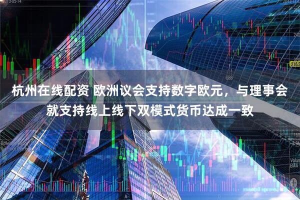 杭州在线配资 欧洲议会支持数字欧元，与理事会就支持线上线下双模式货币达成一致